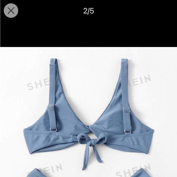 SHEIN blue gray bikini top. Size small - Picture 3 of 3